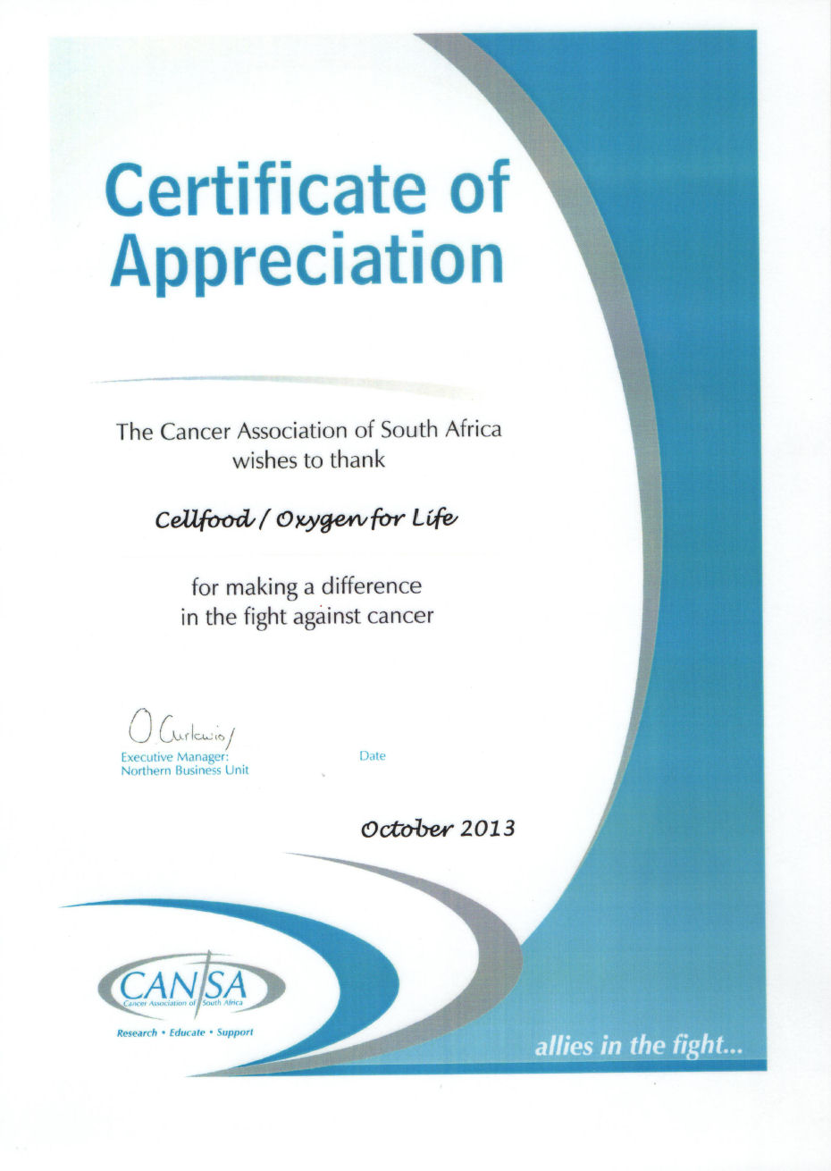 oxygen for life sponsor certificate